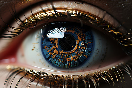 蓝黄眼睛室内的机械蓝眼设计图片