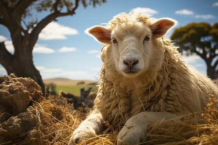 宁静草原上的绵羊高清图片