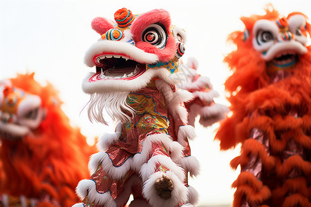 中国春节舞狮表演背景图片