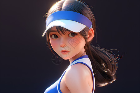蓝裙少女美丽网球衣高清图片