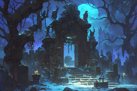 神秘黑暗的古墓背景图片