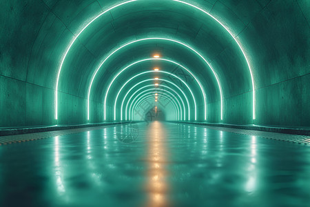 未来隧道的绚丽光芒背景图片