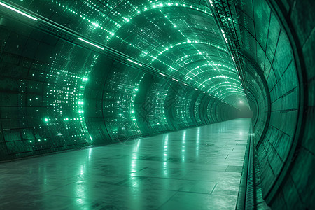 充满绿光的隧道背景图片