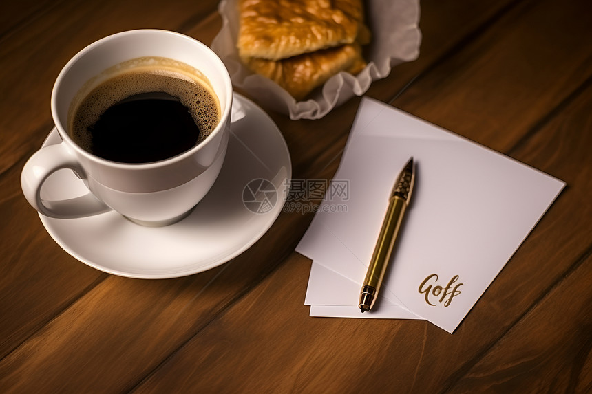 清晨咖啡与笔记图片