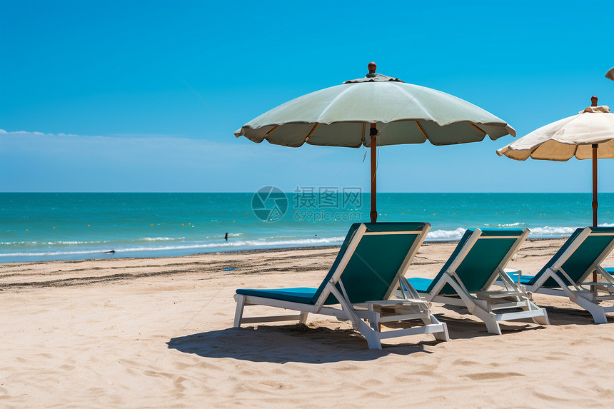 悠享夏日阳伞海滩图片