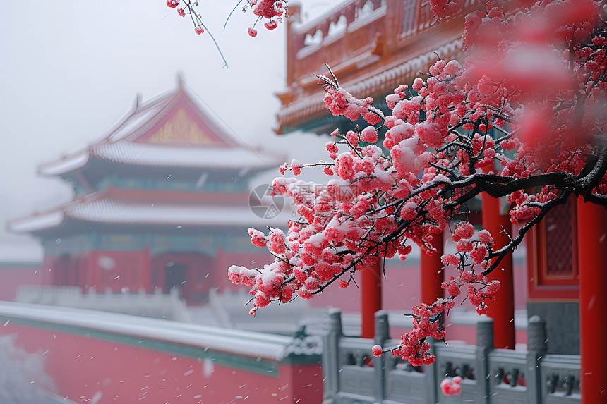 雪中的宫殿图片