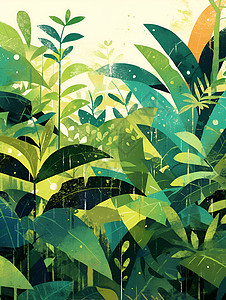 绿色的植物插画背景图片