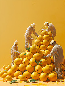 黄色背景下的水果背景图片