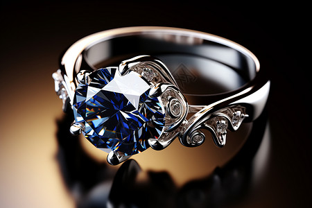 唯美的婚戒蓝钻戒指背景