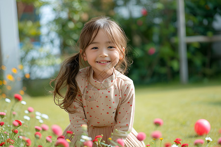 女孩花园花园里玩耍的小女孩背景