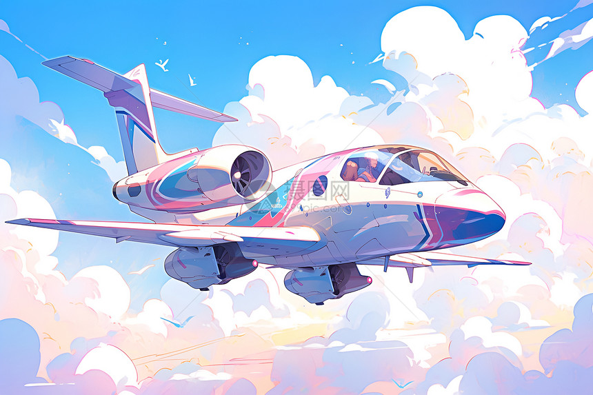 绘画的飞机插画图片