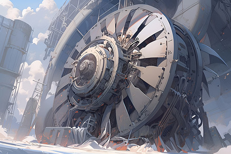 绘画的机械涡轮机背景图片