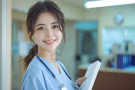 微笑的女医生医院里面女医生背景