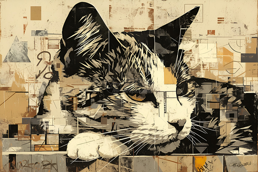 砖墙上迷人的猫咪图片