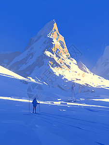 雪山上的登山者背景图片