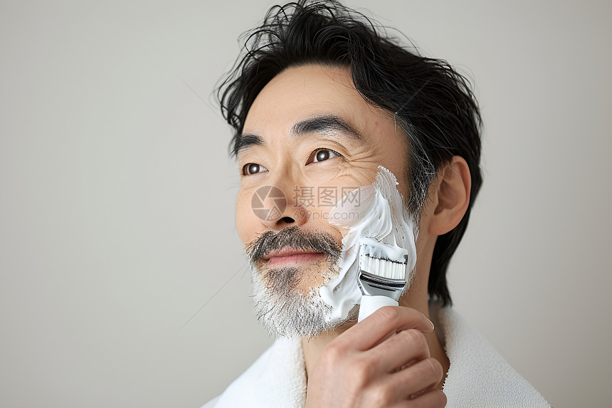 刮胡子的男子图片