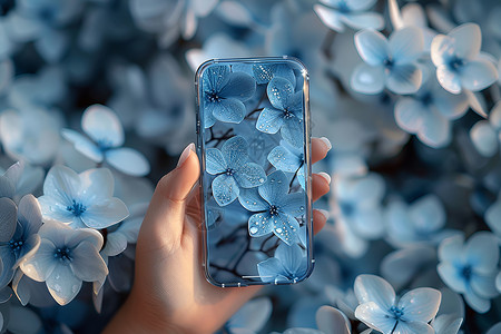 手机图案淡蓝之美背景