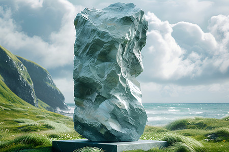 老鹰雕塑巍然矗立的岩石插画