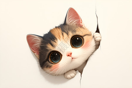 墙壁间的可爱猫咪背景图片