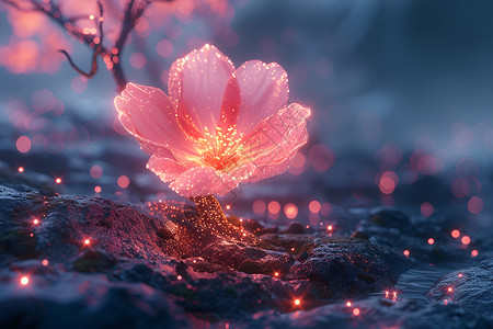枝头发光的梅花背景图片
