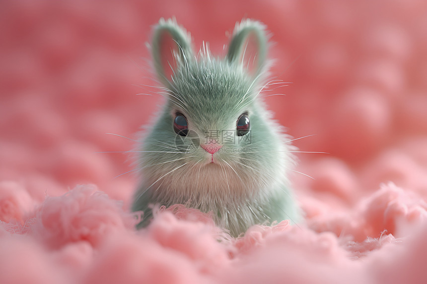 棉絮中的一只兔子图片