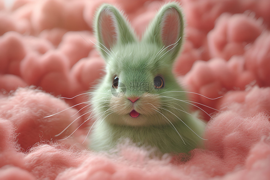 棉絮中的兔子图片