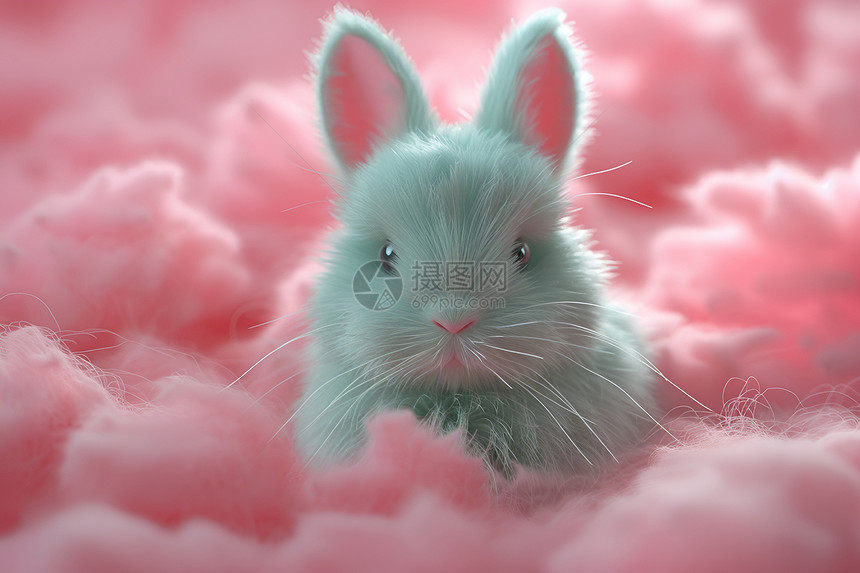 绚丽的粉色中的兔子图片