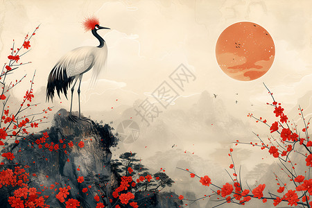 红鹤翩翩起舞背景图片