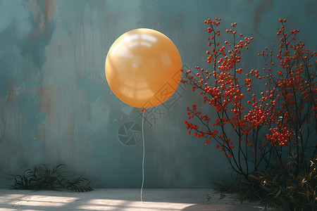 墙壁前的气球背景图片