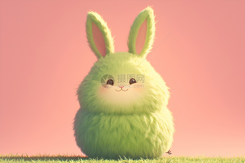 毛茸茸的绿色兔子图片