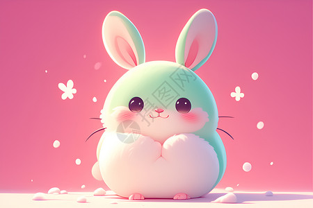 微笑的表情呆萌的兔子插画