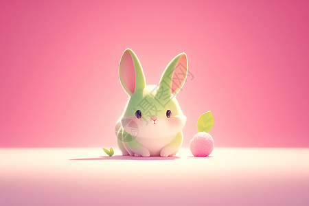 兔兔布表情棉花糖绿兔插画