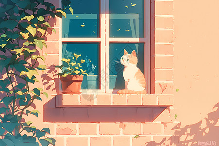 窗前的温柔猫咪背景图片