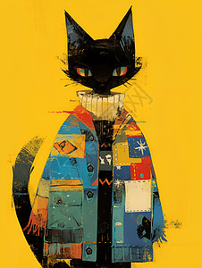 炫彩猫咪的艺术画背景图片