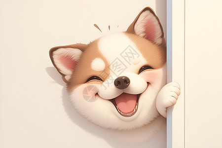 萌宠金毛动物狗背景中微笑的小狗插画