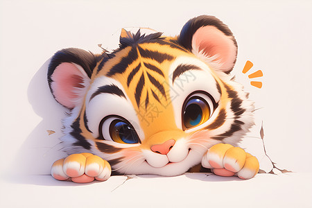 动物虎年轻的老虎开心的小虎插画