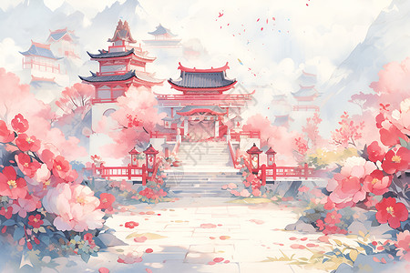 新春佳节的花园背景图片