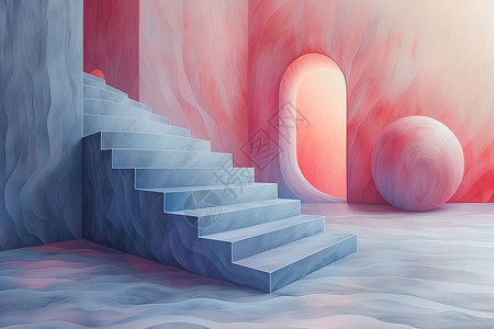 迷幻色彩中的台阶背景图片