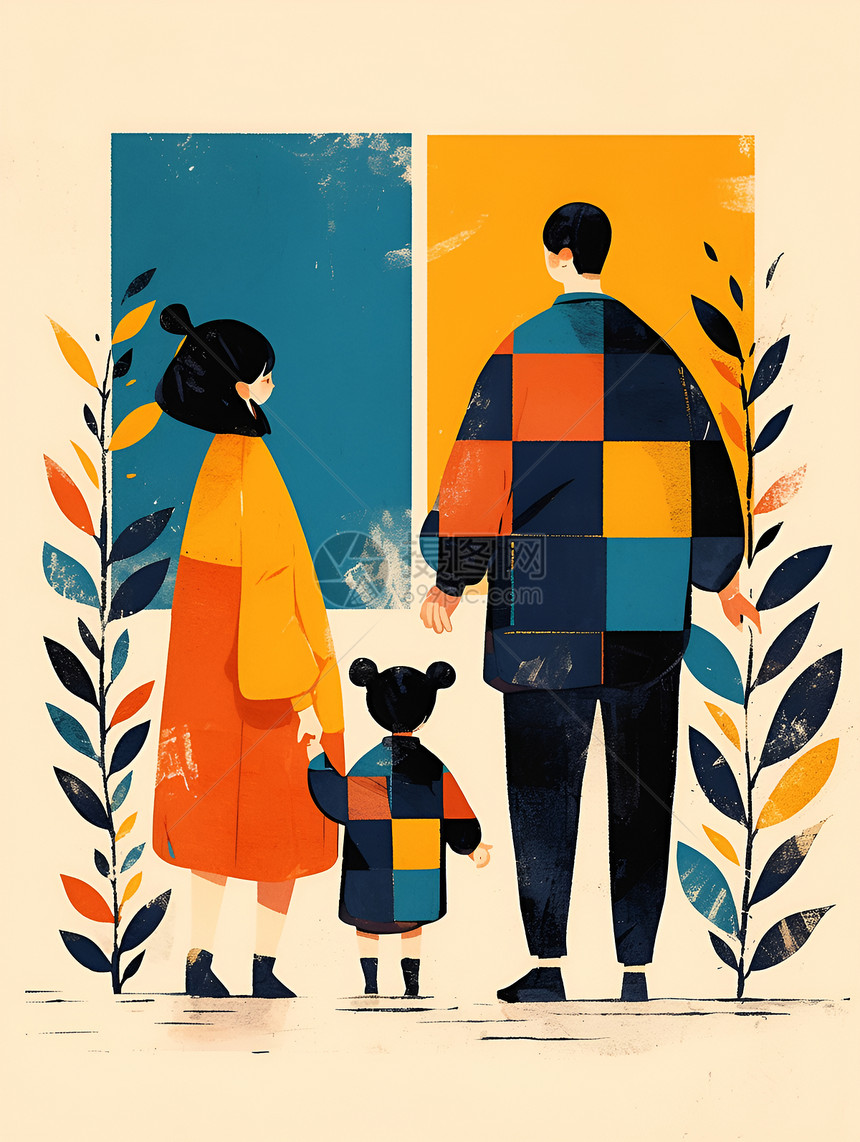幸福家庭的插画图片