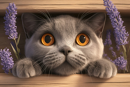 可爱的英短猫背景图片