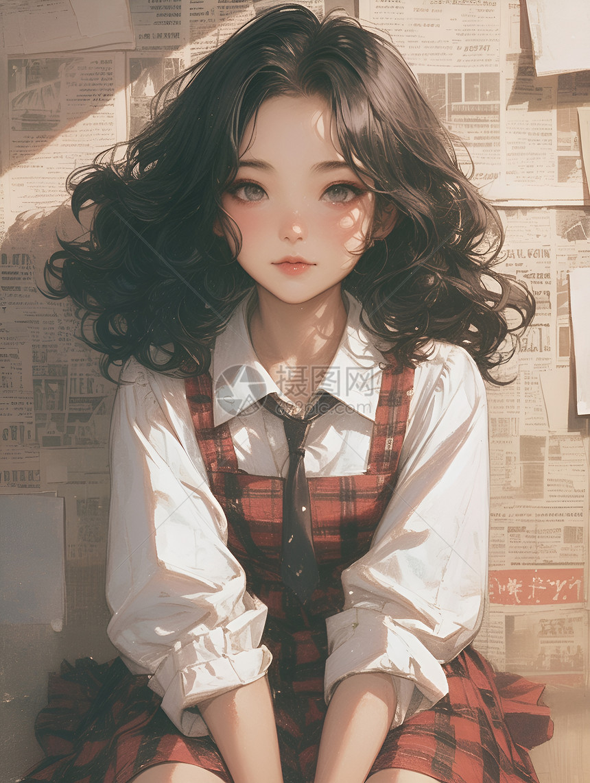 娇美少女插画图片