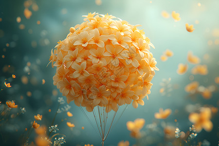 飘扬的黄色桂花背景图片