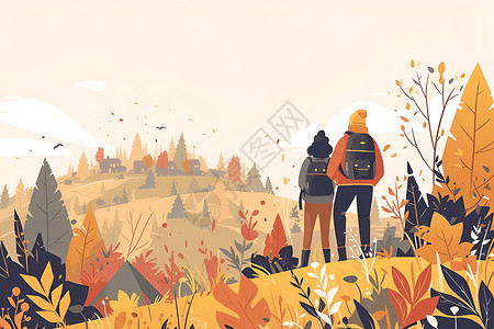 秋天的童话森林背景图片