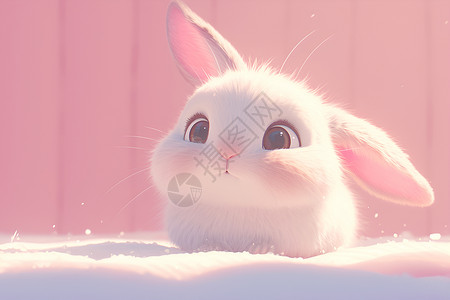 粉色兔子插画背景图片