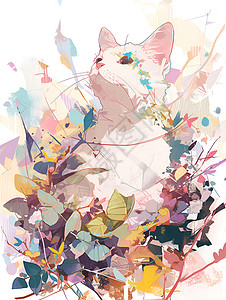 花环中的小猫背景图片
