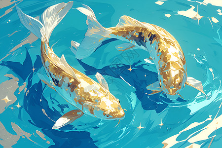 闪耀水中的金鱼背景图片