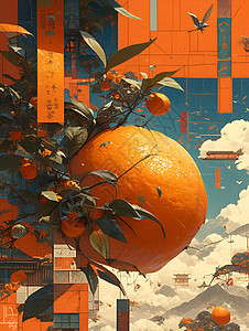 抽象的橙色橙子背景图片
