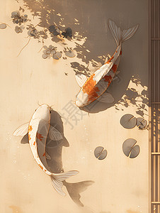 两条游动的锦鲤背景图片