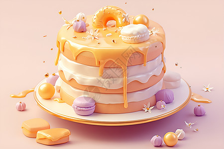美味的卡通蛋糕背景图片