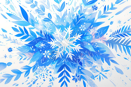 蓝色雪花边框背景图片